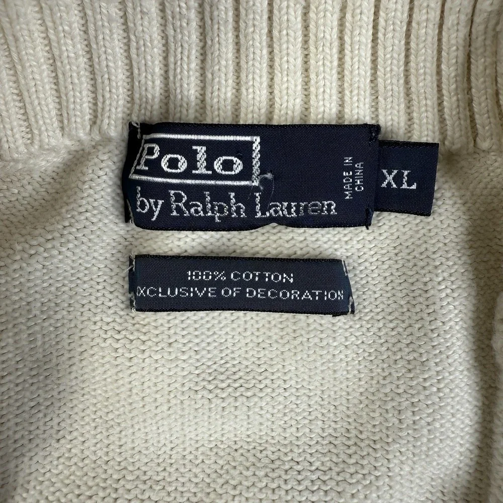 Polo Ralph Lauren Quarter Zip 100% Cotton‎ Mock Neck Pullover Sweater Size XL